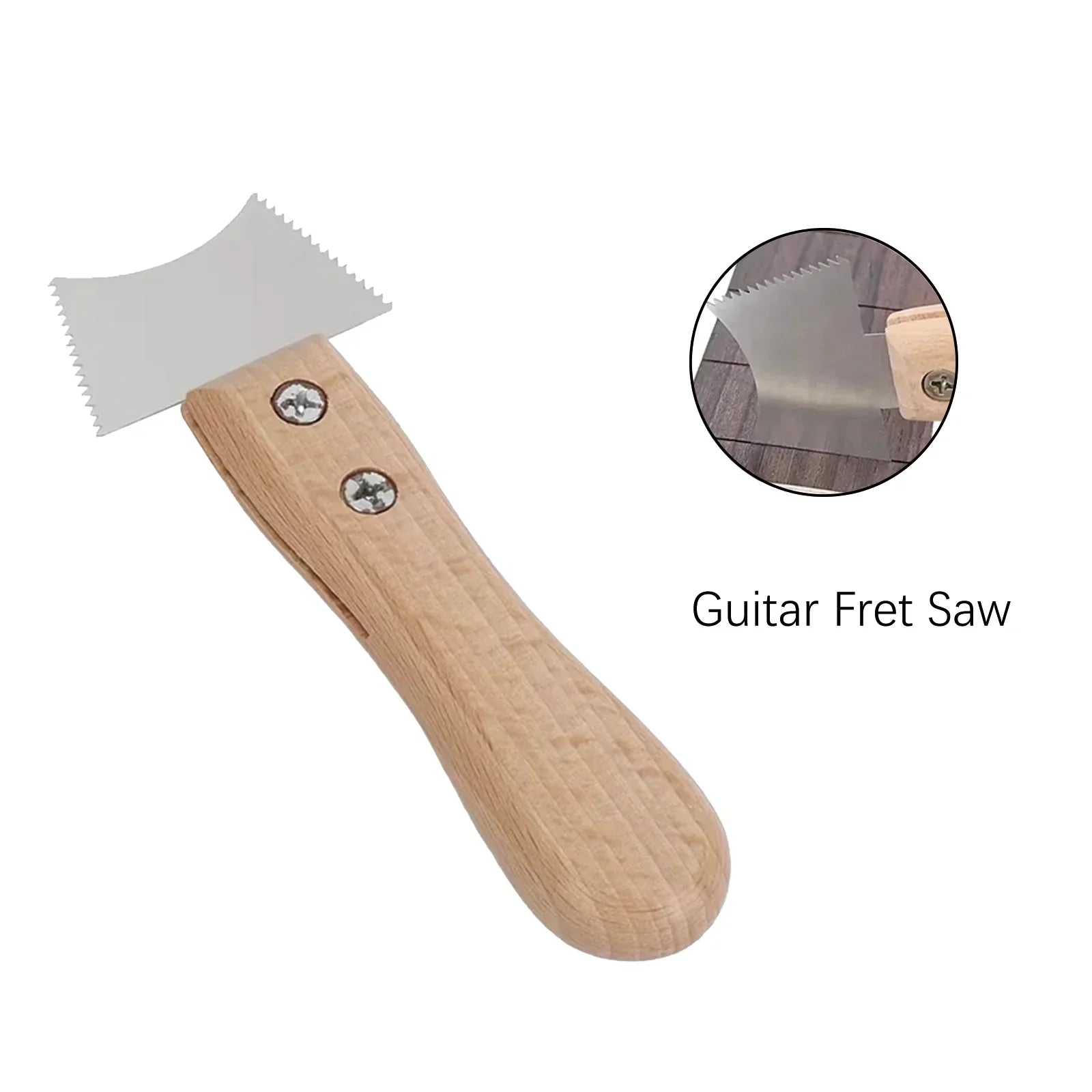 Miwayer guitar cleaning file with wooden handle and silver serrated blade for slotting hole fret and saddle cleaning