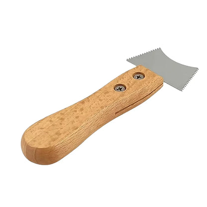 Miwayer guitar cleaning file with wooden handle and silver serrated blade for slotting hole fret nut saddle cleaning