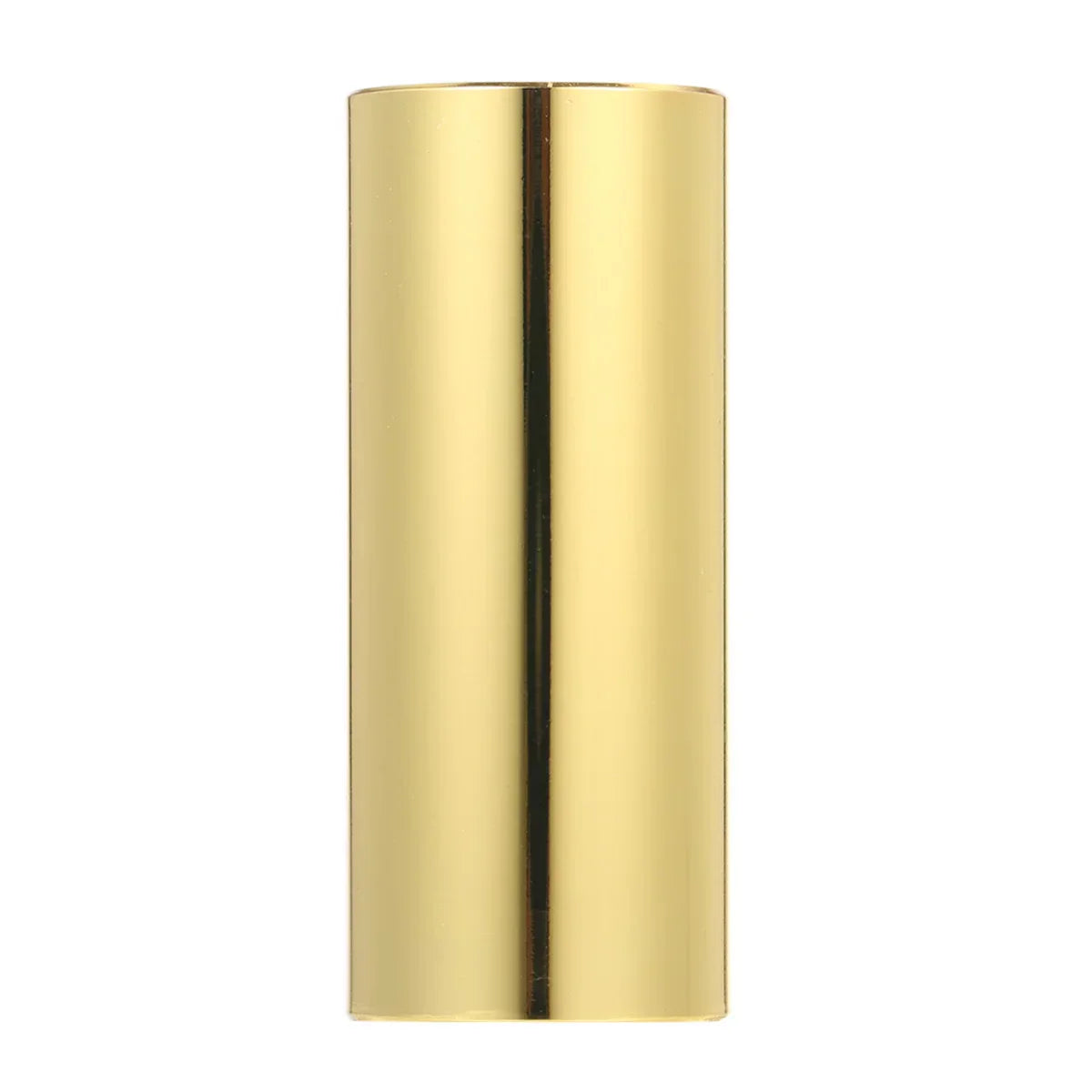 A sleek cylindrical brass miwayer guitar slider 60mm with polished golden finish for acoustic and bass guitar accessorie