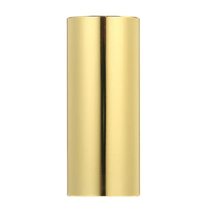 A sleek cylindrical brass miwayer guitar slider 60mm with polished golden finish for acoustic and bass guitar accessorie