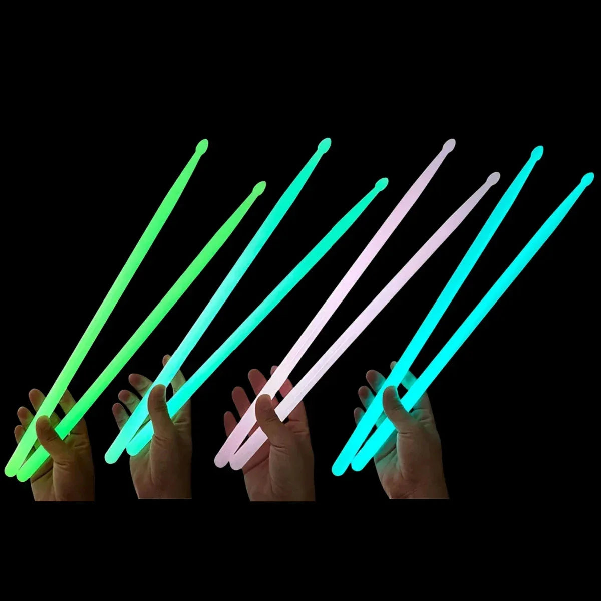 Miwayer luminous drum stick light up drumsticks in green teal and pink for instruments stage performance in the dark