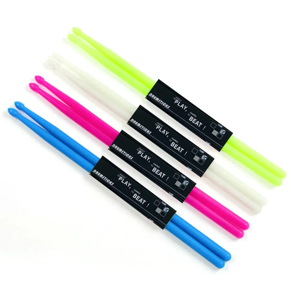 Set of miwayer luminous drum stick light with blue pink and lime green neon colors for instruments stage performance