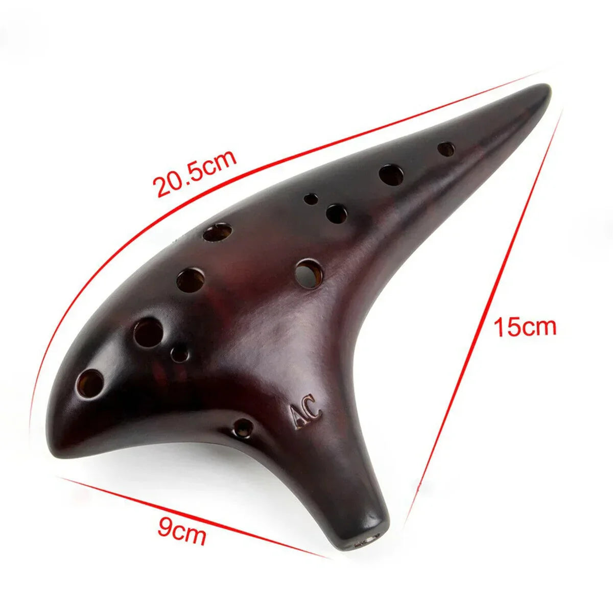 Dark brown ceramic miwayer ocarina12 tones alto c high quality ocarina classic flute with glossy finish and finger holes