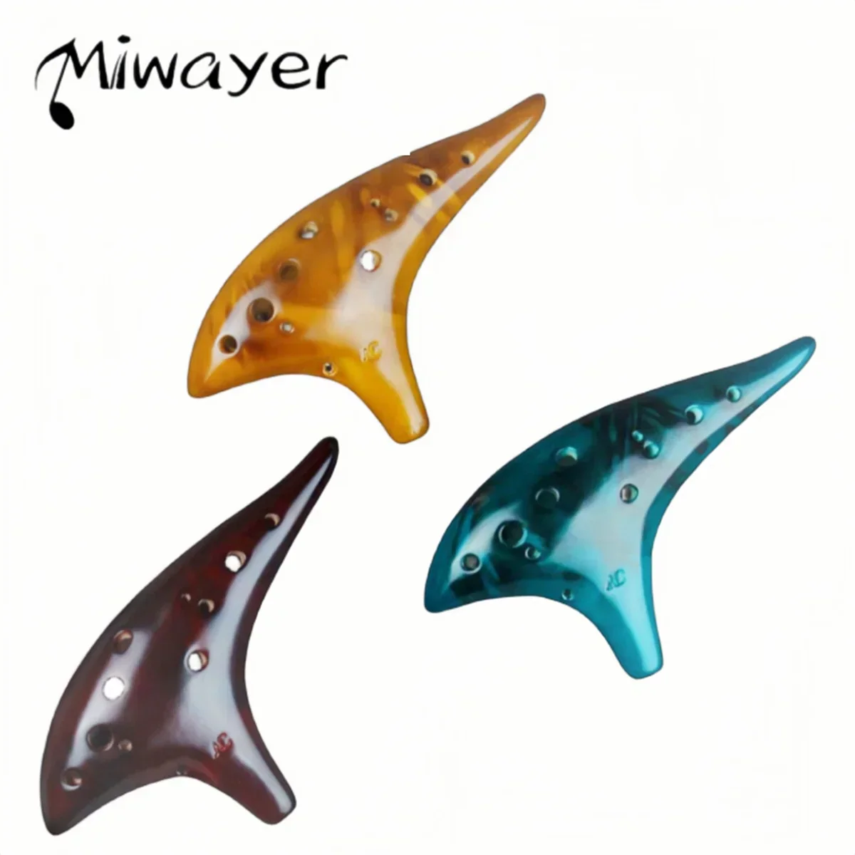 Three miwayer ocarina12 tones ceramic flutes in amber brown teal blue and deep burgundy alto c high quality ocarina classic