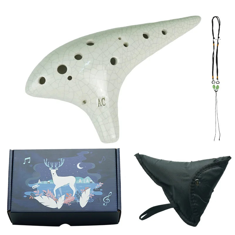 Pale green crackled ceramic miwayer ocarina12 tones alto c high quality ocarina classic with multiple finger holes