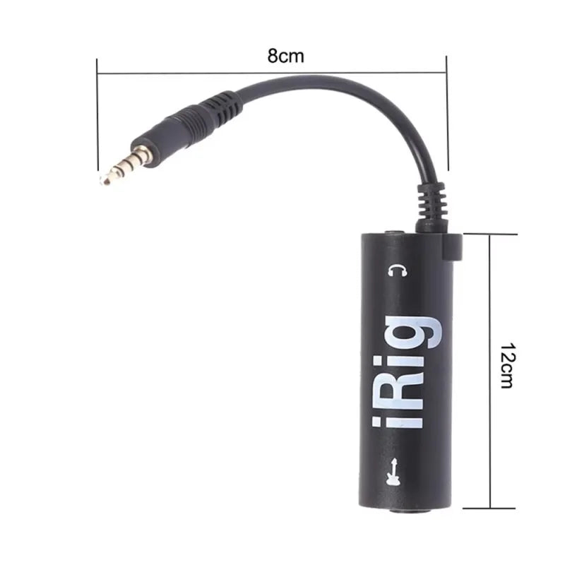 Black cylindrical miwayer portable guitar irig converter with usb and 35mm jack for inteace guitar tuner connectivity