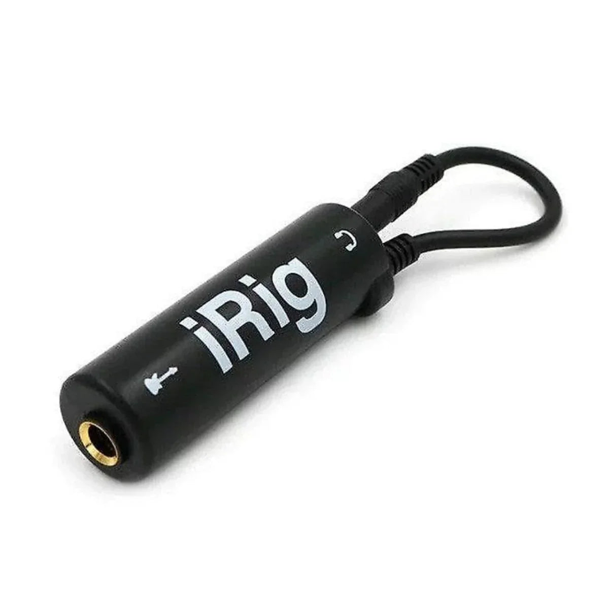 Black miwayer portable guitar irig converter with gold-plated 3.5mm jack and white logo for inteace guitar tuner use