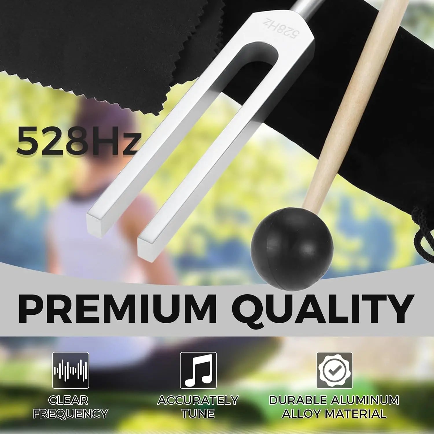 Miwayer tuning fork 528 hz silver aluminum alloy body with engraved zh62s marking for healing musical instrument use