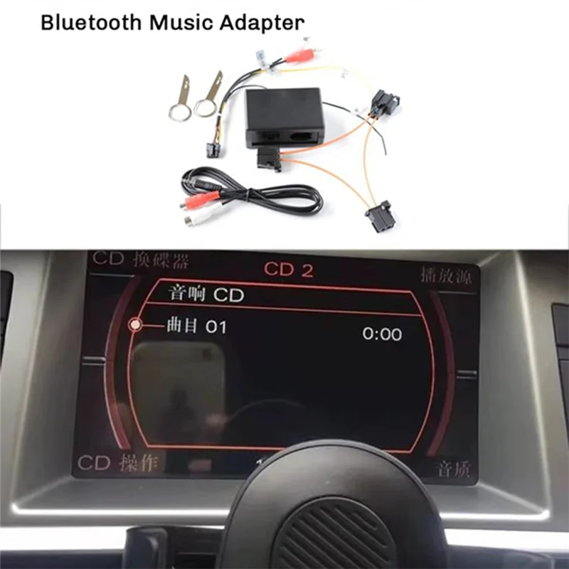 Black rectangular mmi 2g bluetooth music adapter with wiring for adapter foraudi a6l car music adapter use