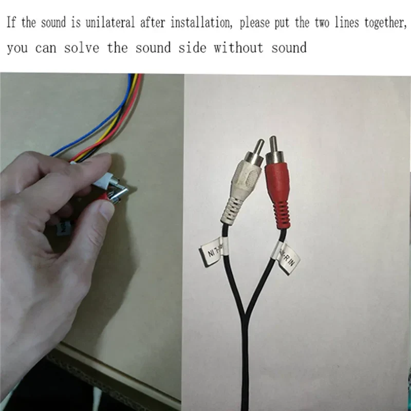 Red and white rca audio cables with black insulation labeled l and r for mmi 2g bluetooth music adapter foraudi a6l use