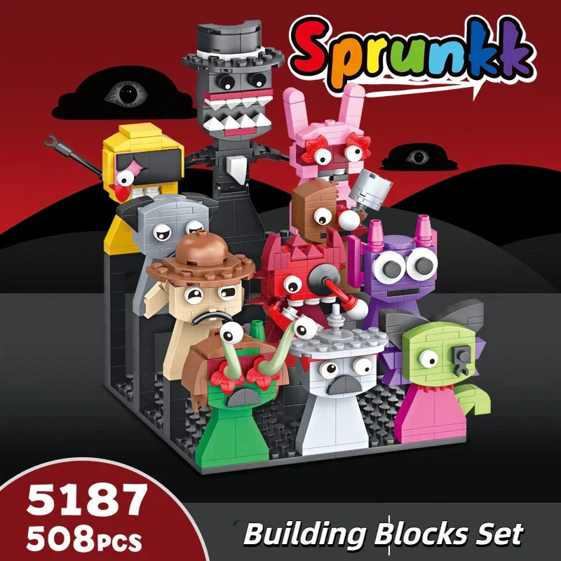 Sprunkk moc game sprunki building blocks horror featuring colorful plastic friends figures bricks toys set gift