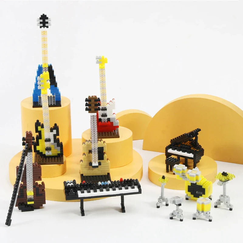 A collection of colorful musical instrument building blocks made from abs plastic for piano guitar diy assembly
