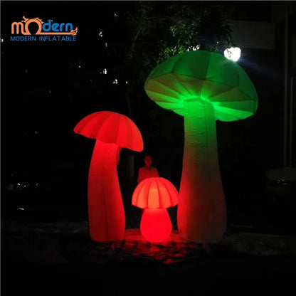 Modern giant inflatable mushroom balloon in red and green with rgb led lights made of oxford cloth for advertising use
