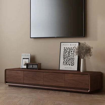 Modern glamour tv stand in walnut finish with sleek minimalist design and integrated drawers for room storage moveis