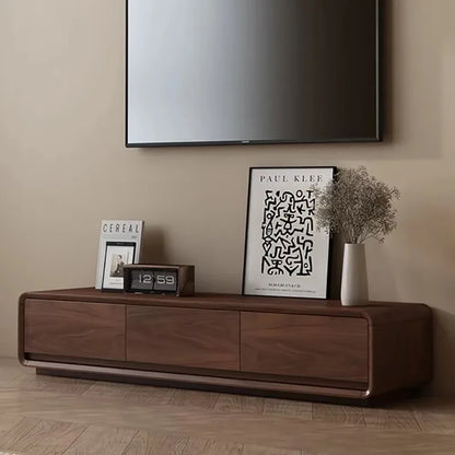 Modern walnut-finished glamour tv stand with three sleek drawers for room storage moveis and sala luxury furniture