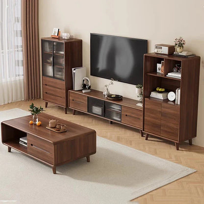 Dark wood coffee table with sleek minimalist design and tapered legs for moderno living room decor luxury nordic style