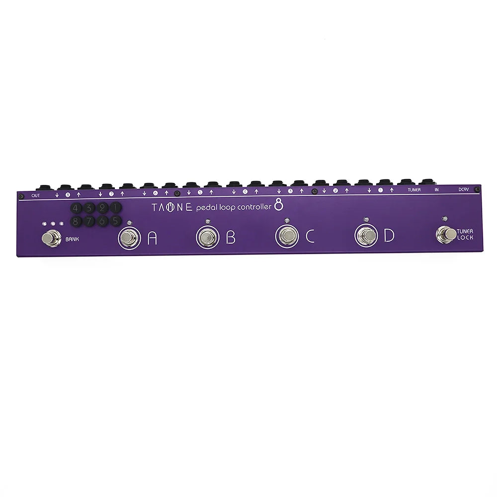 Purple taone pedal loop controller 8 with silver knobs and black footswitches for moen guitar effects pedals 140g weight 100*65*61mm size 4 monaural jack impedance