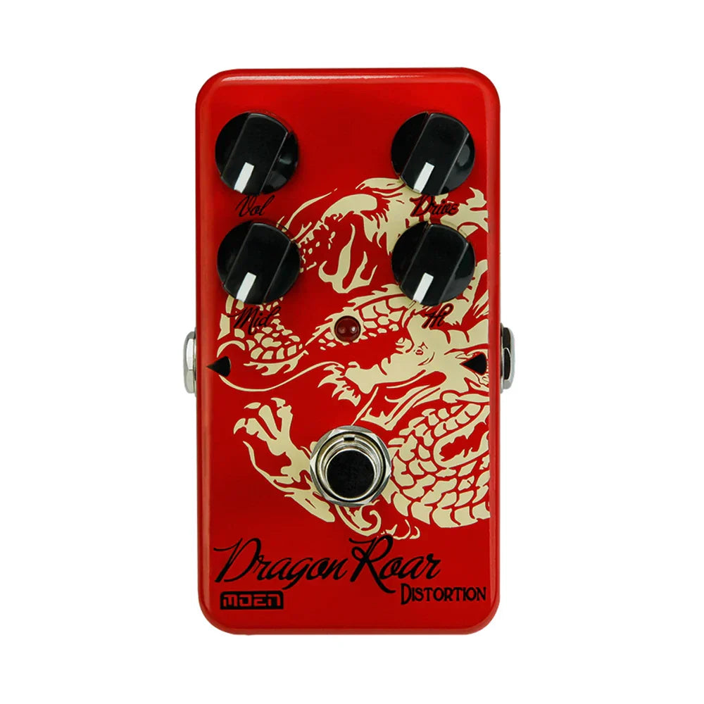 Red moen dragon roar distortion guitar pedal with gold dragon design black knobs item weight 140g size 100*65*61mm 4 monaural jack impedance