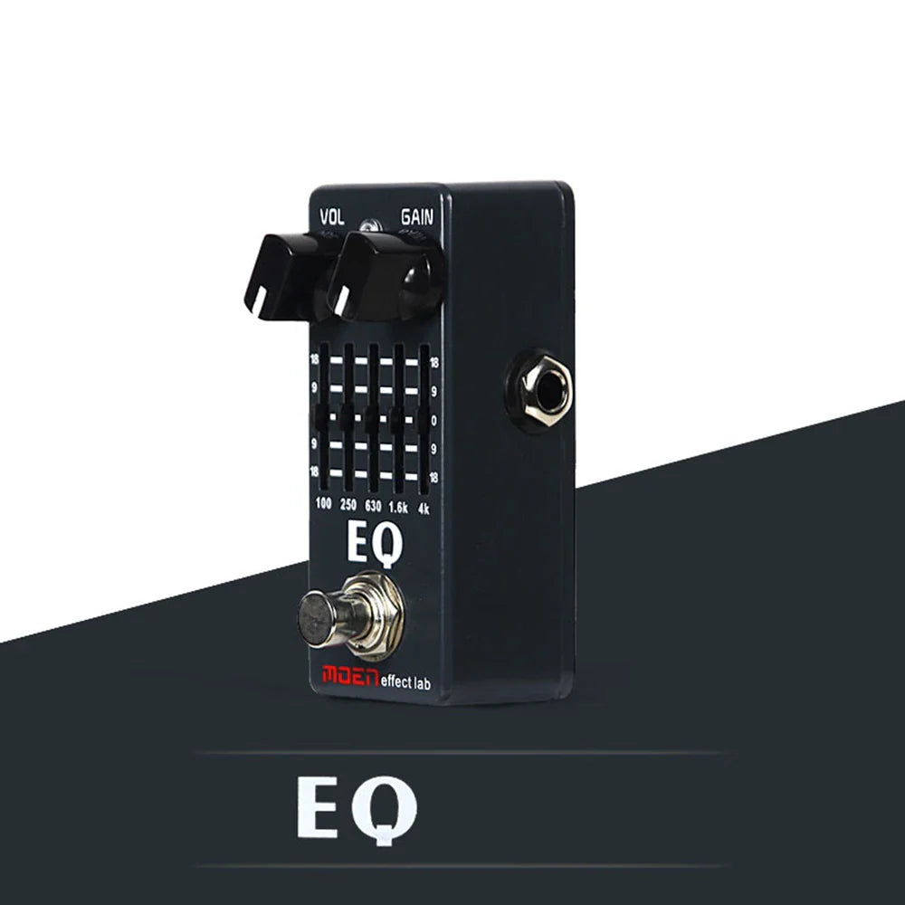 Black moen effect lab eq pedal with vol and gain knobs silver footswitch frequency sliders item weight 140g size 100*65*61mm 4 monaural jack impedance