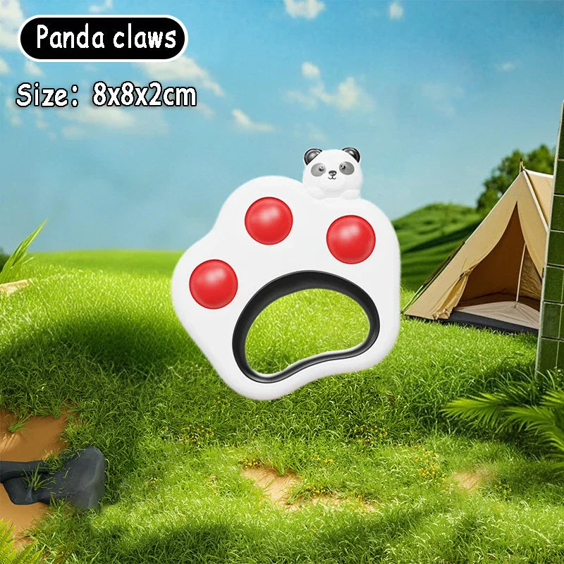 Montessori music instruments toy featuring white and red panda paw-shaped fidget with dental gum sand design