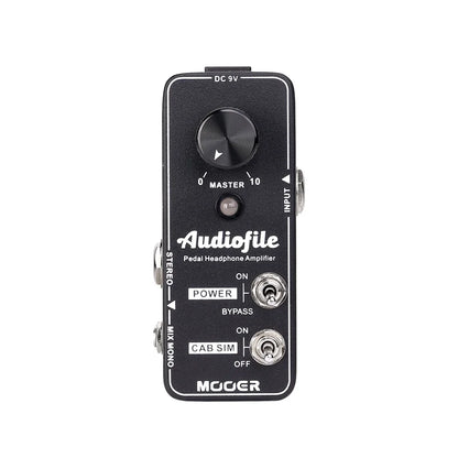Black mooer audiofile guitar effect pedal with headphone amplifier and analog speaker cabinet simulation metal shell