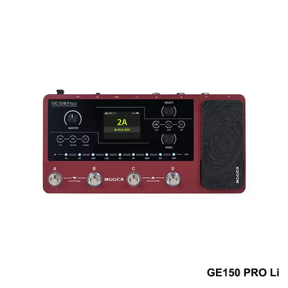Red mocoge150 pro li guitar effects pedal with black panel four silver footswitches and high-quality cabinet simulations