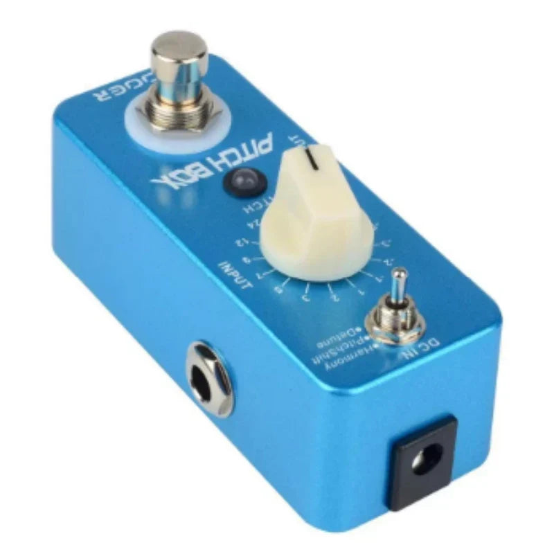 Blue metal mooer mps1 pitch compact guitar bass effect pedal harmony with cream knob and silver switches for pitch shift
