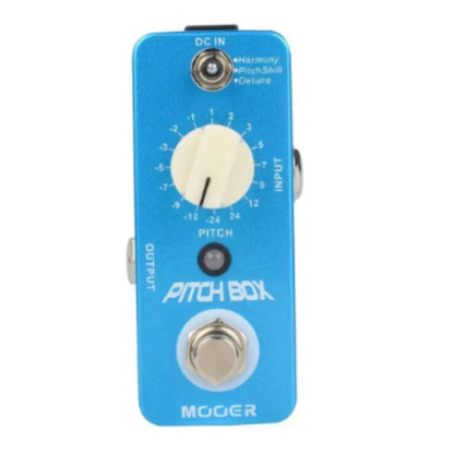 Blue mooer mps1 pitch shift effect pedal harmony with cream rotary knob and silver footswitch for compact guitar bass