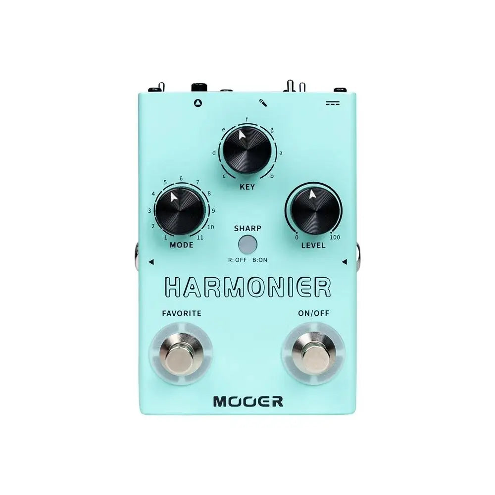 Mint green mvp2 harmonier guitar effects pedal with black knobs silver footswitches and toggle switch featuring phantom power