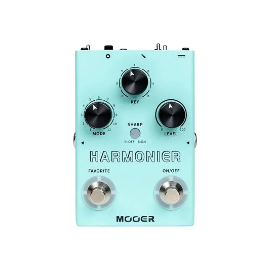 Mint green mvp2 harmonier guitar effects pedal with black knobs silver footswitches and toggle switch featuring phantom power
