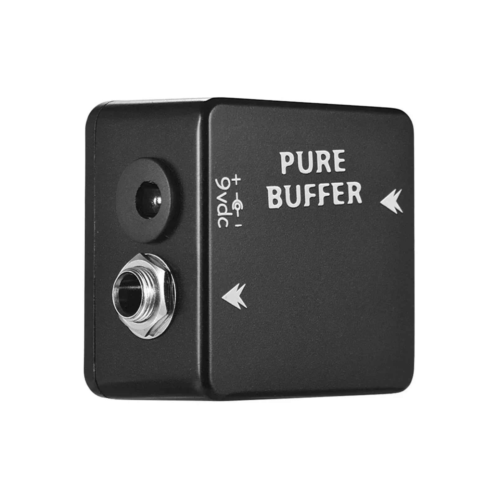 Black rectangular mosky audio pure buffer effect pedal with silver jacks and full metal shell for guitar use