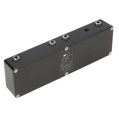 Black rectangular metal power supply unit with mounting screws and label for mosky audio sol918 effects distortion overdrive pedal