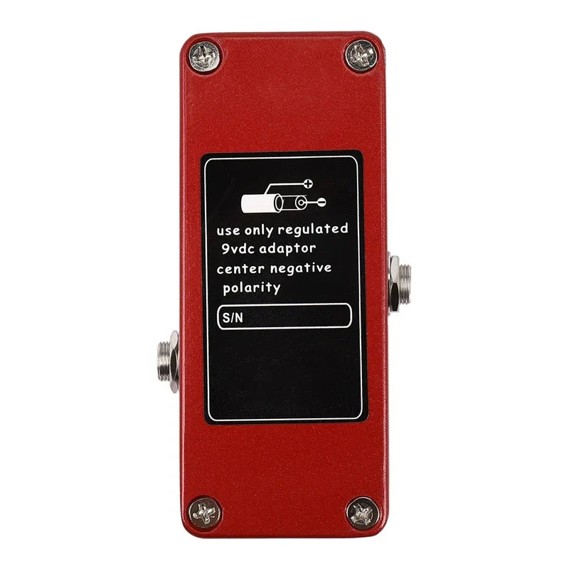 Red metal mosky mini guitar crunch red distortion guitar pedal with black label and silver screws full metal shell
