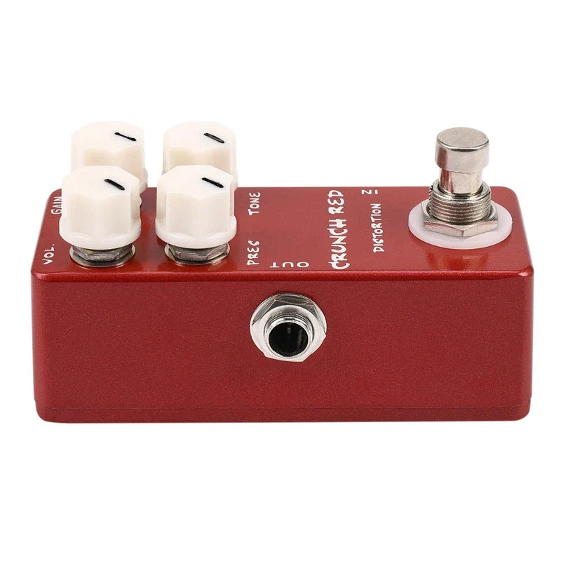Red metal mosky mini guitar effect pedal with white knobs and silver switch for crunch red distortion guitar tones