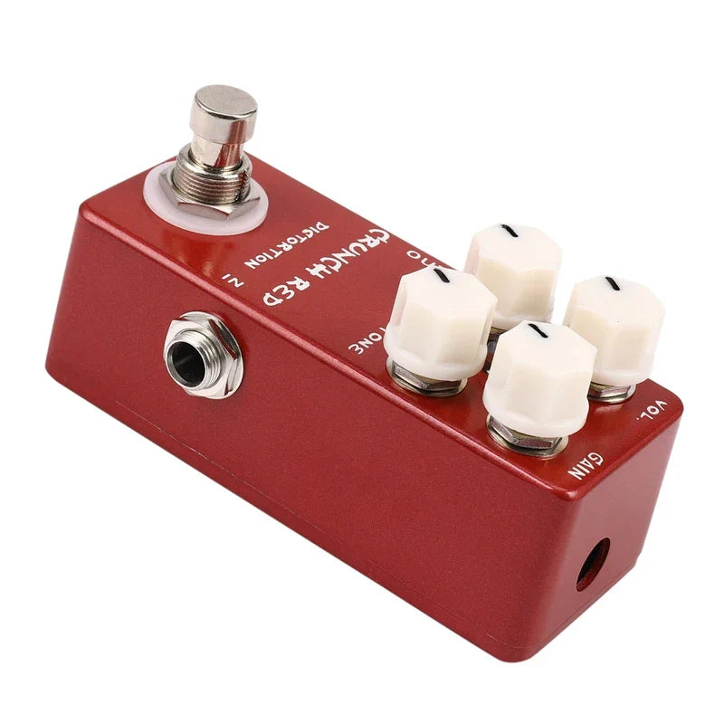 Mosky mini guitar effect pedal crunch red distortion guitar pedal with white knobs and full metal shell