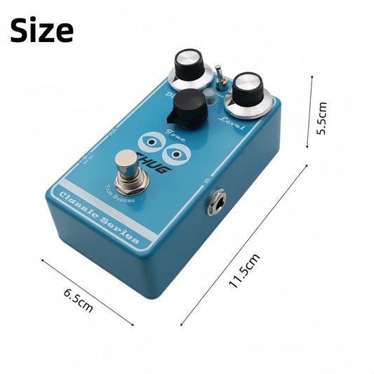 Blue mosky thug high gain distortion pedal with three tone modes and white eye graphics on the faceplate