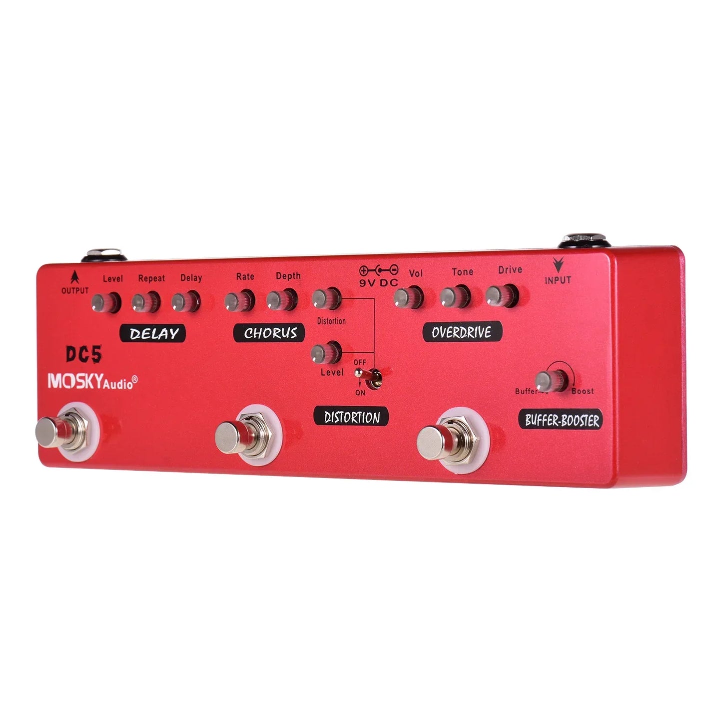 Red moskyaudio dc5 professional multi effects pedal with delay chorus distortion overdrive booster for guitar players