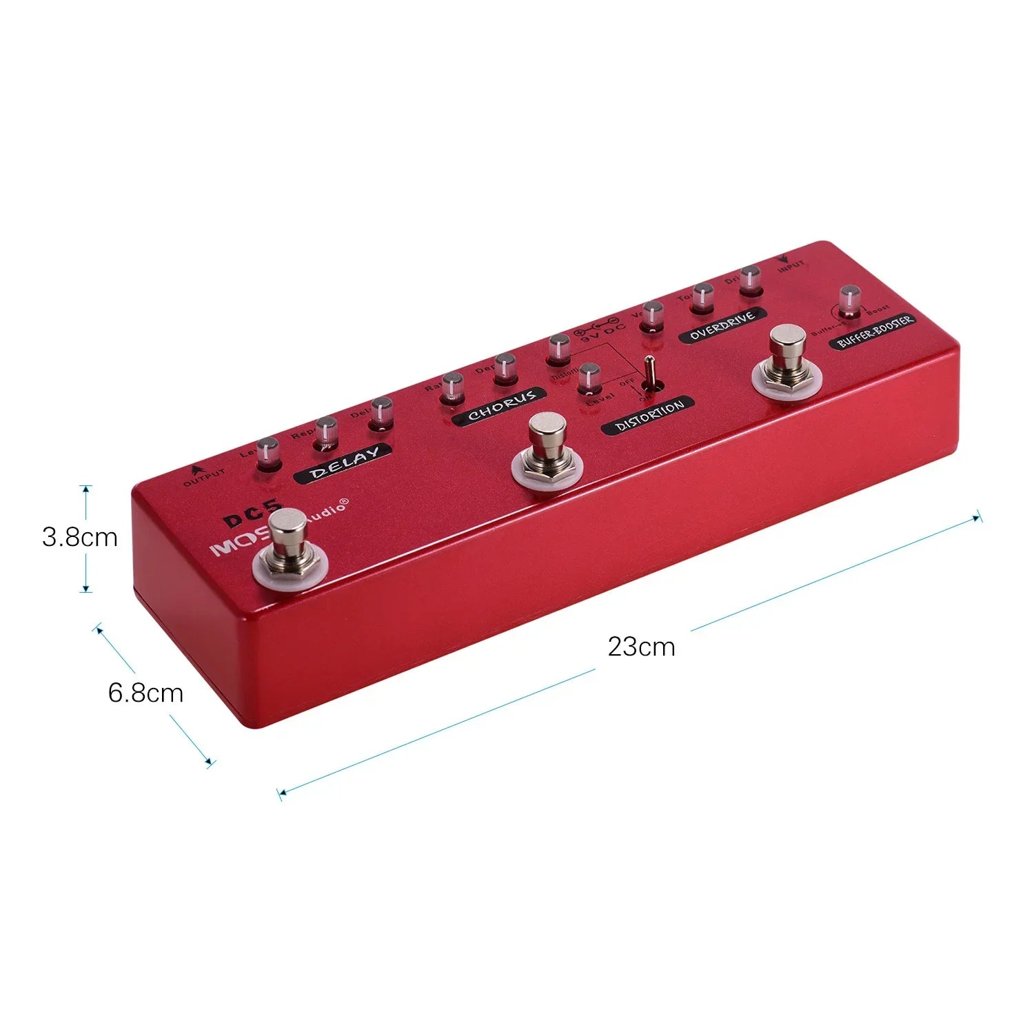 Red metal moskyaudio dc5 6-in-1 professional multi effects guitar pedal with delay chorus distortion overdrive booster controls