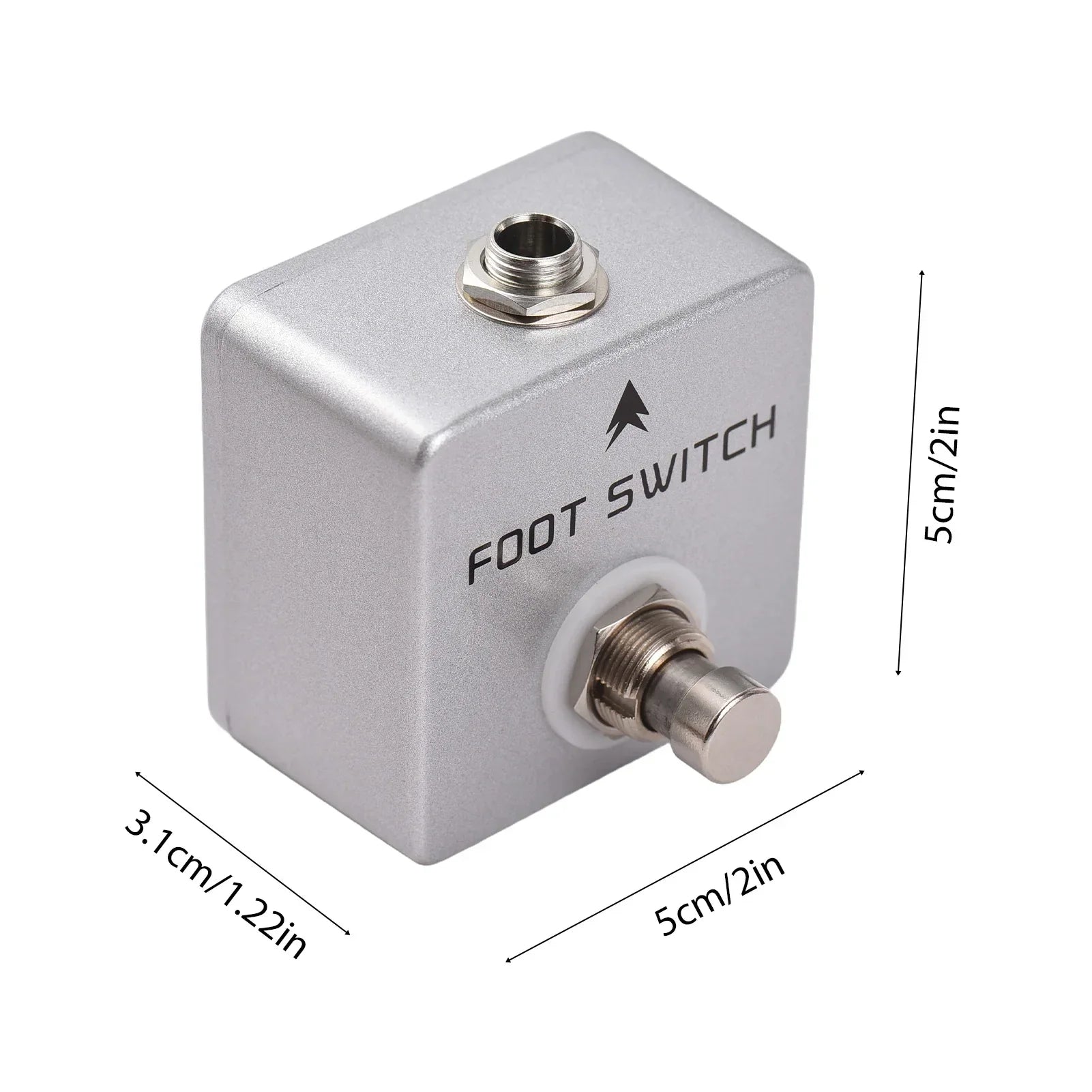 Silver metallic moskyaudio footswitch amp with aluminum alloy pedal button channel footswitch locking mono output latching