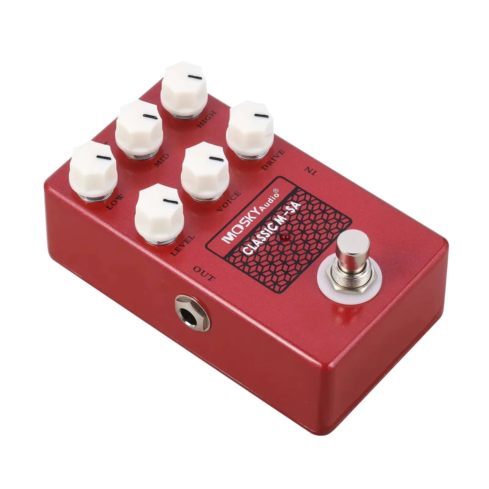 Red Moskyaudio m-3a pedal classic simulation guitar speaker tuner pedal with white knobs and silver footswitch