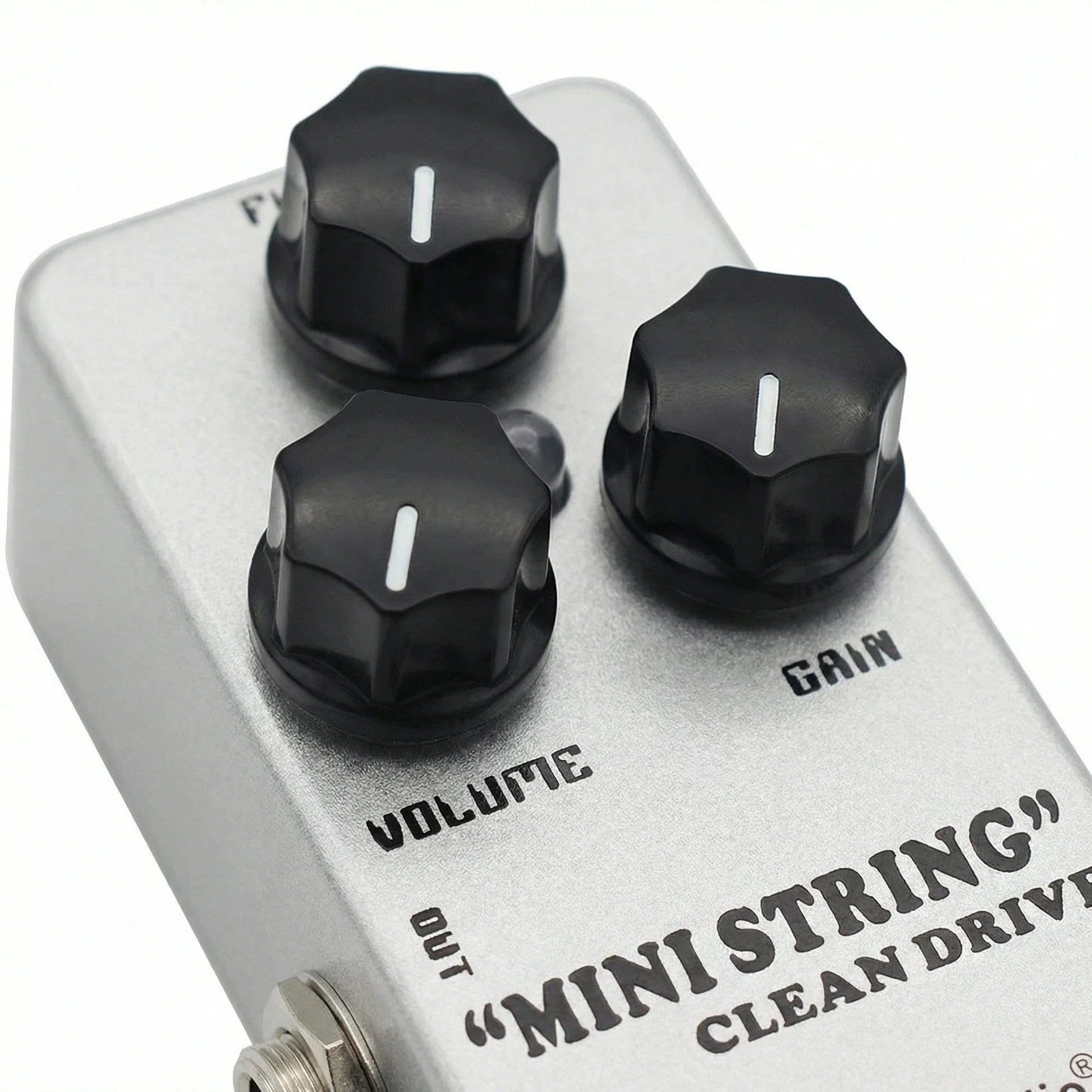 Silver metal moskyaudio mini string clean drive overdrive guitar pedal with volume gain and out knobs for electric guitar
