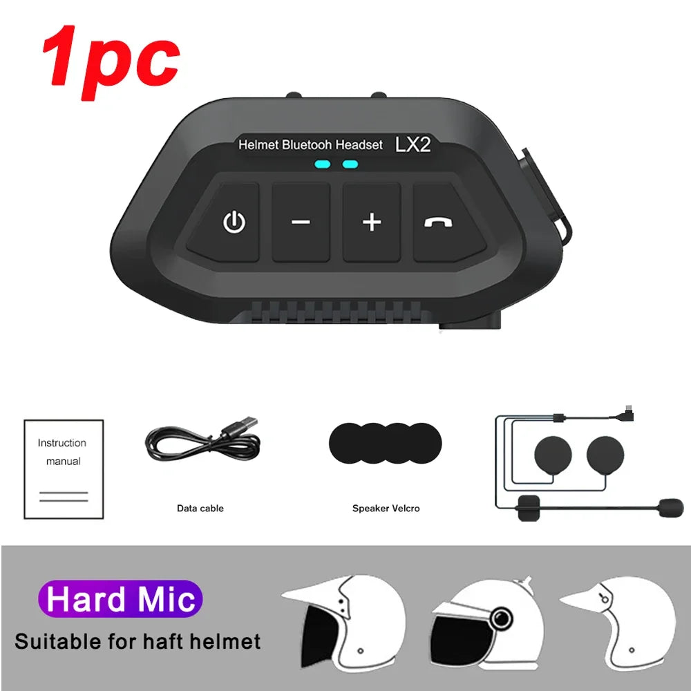 Black plastic motorcycle bluetooth helmet headset wireless lx2 with four control buttons noise reduction moto earphone mic