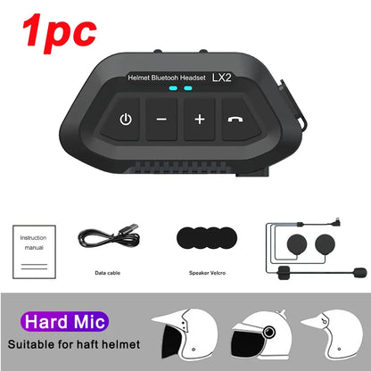 Black plastic motorcycle bluetooth helmet headset wireless lx2 with four control buttons noise reduction moto earphone mic