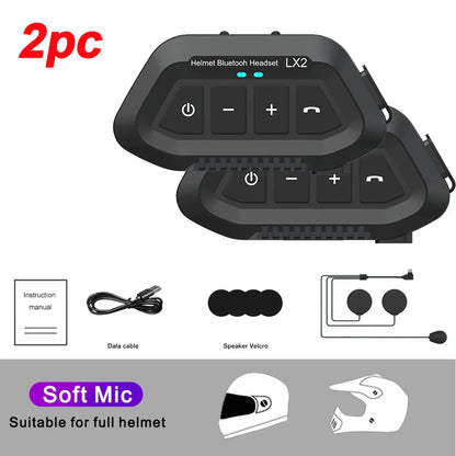 Black plastic motorcycle bluetooth helmet headset wireless with control buttons noise reduction moto soft mic for full helmets