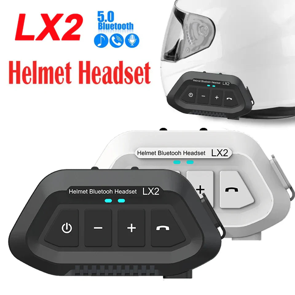 Black and white lx2 motorcycle bluetooth helmet headset wireless with bluetooth 5.0 and noise reduction moto features
