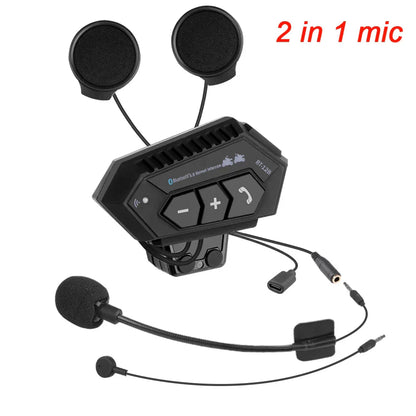 Black bluetooth 5.0 motorcycle helmet headset with wireless handsfree mic and detachable mic headphones music player model bt-128
