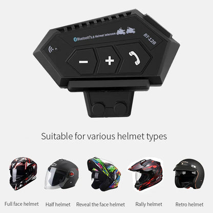 Black bluetooth 3.0 motorcycle helmet headset with wireless handsfree mic and three control buttons for music and calls