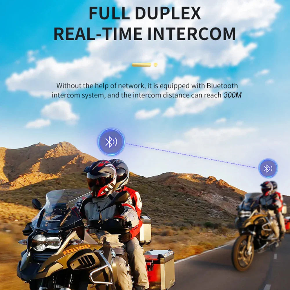 Black and gold BMW R1200 motorcycle with sleek design paired with motorcycle helmet headset wireless handsfree mic headphones music player