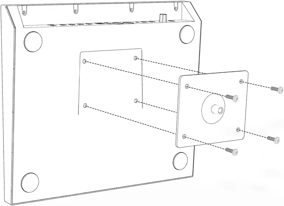 Black rectangular mounting bracket with circular cutouts and screw holes for secure attachment on percussion instruments electronic drum sample pad roland models