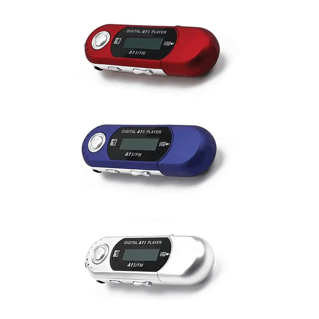 Red blue and silver mini mp3 player with sleek metallic finish 32g tf card support and one finger control lcd screen